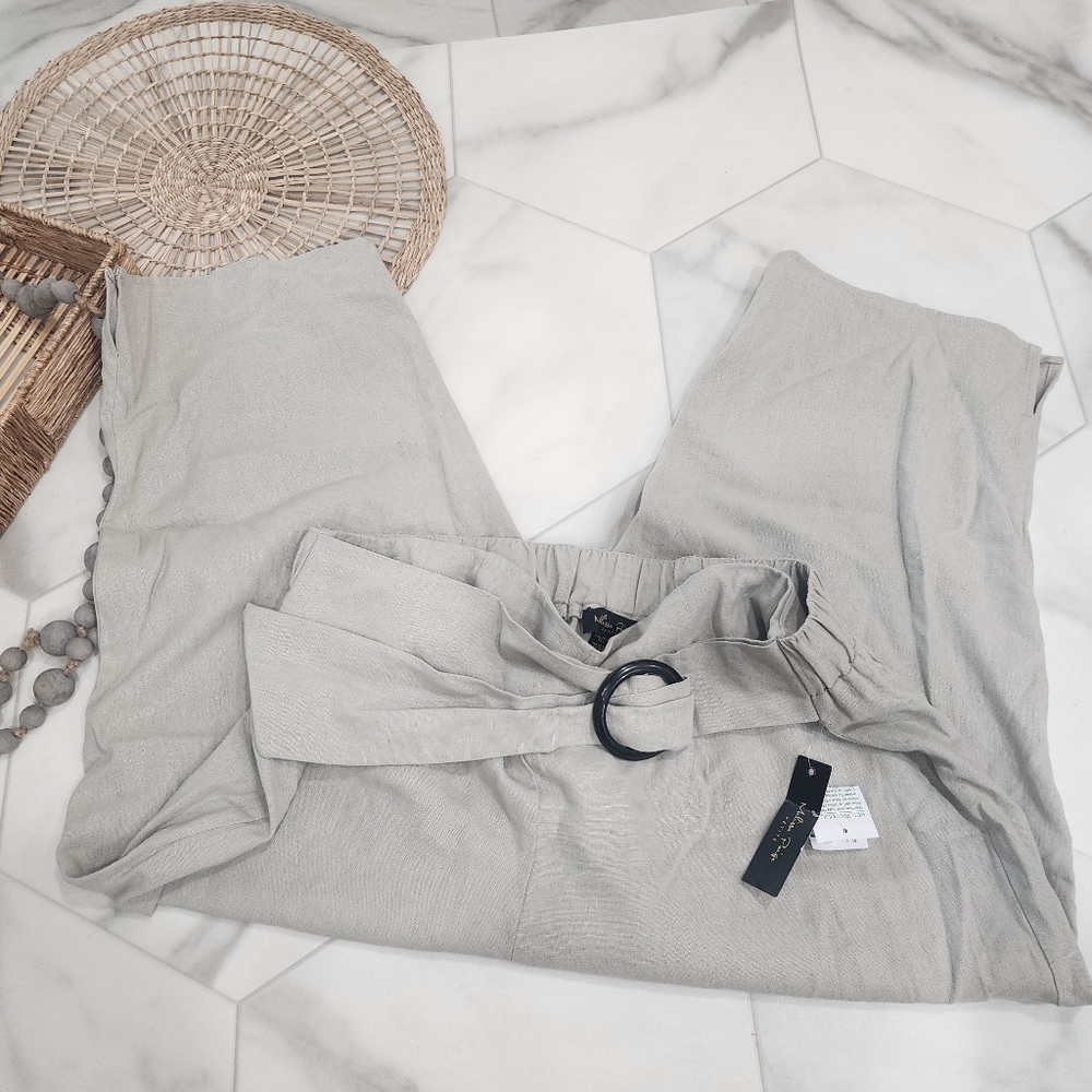[Mellissa Paige] petite size Xl softwicker colored linen blend cropped pants/cap